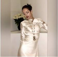Zara x KAIA GERBER Cream Satin Effects Mini Shift Dress Long Bell Sleeve New M | eBay - Product from eBay