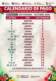 Calendario del pago de Pensiones del Bienestar del bimestre septiembre-octubre
