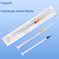 ProtectX 50 Pack 1ml/cc Syringe with 25G 1 Inch Needle