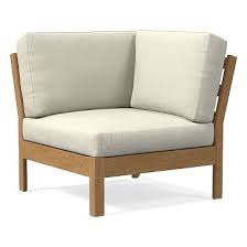 Corner Teak Finish Chair with Beige Cushion 