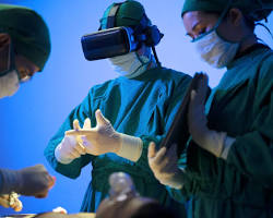 doctor performing a surgery using VR headset