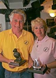 Mark Sylvester and Jackie Phelan-Mason, Ilfarcombe Trophy Winner and Class 2 second place winner with their yacht Haze. PIC: Colin Wood of Picture Box. - 3492933299