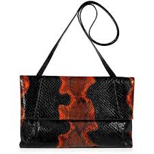 Nancy Gonzales Onyx and Pumpkin Fold-Over Python Clutch | Designer ... - nancy-gonzales-onyx-and-pumpkin-fold-over-python-clutch-424_wqr