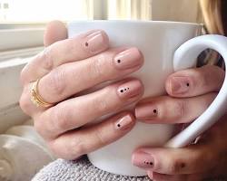 Image of Minimalist Nude with Dots Acrylic Nails