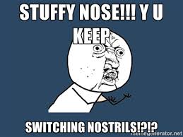 Stuffy nose!!! Y u keep Switching nostrils!?!? - Y U No | Meme ... via Relatably.com