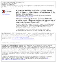 (PDF) Variations in seed germination behavior of Phleum hirsutum ...