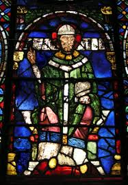 retrato de Becket num vitral da catedral da Cantuária