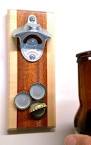 Bottle opener wall mount with catcher