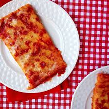 old school rectangle pizza | School lunch recipes, Cafeteria food, Food