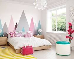 Image of Geometric patterns wallpaper for girls' bedroom