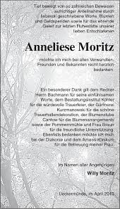 Anneliese Moritz-UeckermÃ¼nde, | Nordkurier Anzeigen