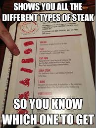 Shows you all the different types of steak So you know which one ... via Relatably.com