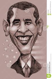 A pencil-drawn monochrome caricature of the President of United States, Barack Obama. By William Rossin. MR: NO; PR: NO - obama-caricature-9104283