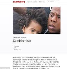 Blue Ivy&#39;s hair causes petition asking Beyonce and Jay Z to take ... via Relatably.com