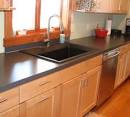 Stacia s one-piece, custom kitchen stainless steel sink and counter top