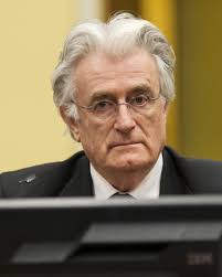 Bosnian Serb wartime leader Radovan Karadzic appears in the courtroom.