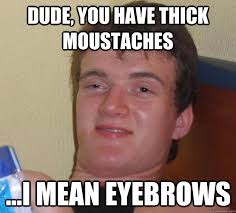 Dude, you have thick moustaches ...I mean eyebrows - 10 Guy ... via Relatably.com