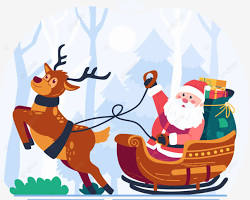 صورة بابا نويل يركب مزلقة الرنة