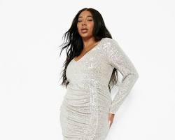 Image of Plus size silver sequin midi dress