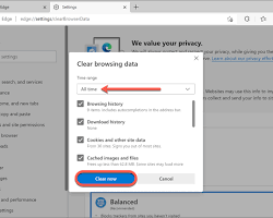 Image of Clearing Browsing Data in Microsoft Edge