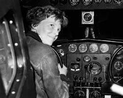 Image of Amelia Earhart flying