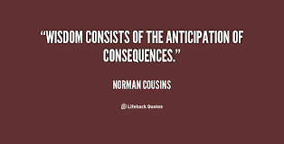 Wisdom consists of the anticipation of consequences. - Norman ... via Relatably.com