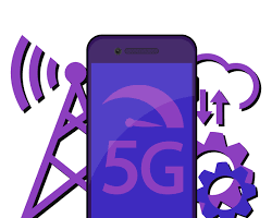 Image of 5G cell towers or a smartphone with a 5G symbol