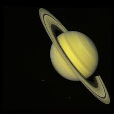Saturn With Rhea and Dione (True Color)