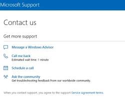 Microsoft support contact information