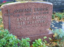 Grab von Anna Kroon (geb. Klaassen) (18.06.1910-09.02.2008 ... - wo290