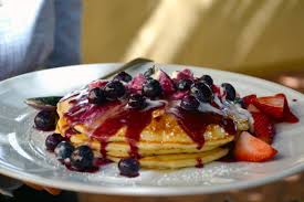 Image result for pancakes with fruit topping