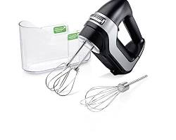 Hamilton Beach Professional 5Speed Electric Hand Mixer with HighPerformance DC Motor, Slow Start, SnapOn Storage Case, Stainless Steel Beaters & Whisk, Black (62651)