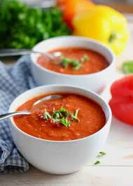 Skinny Tomato and Roasted Red Pepper Soup - Laughing Spatula