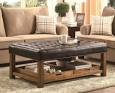 Leather coffee table ottoman