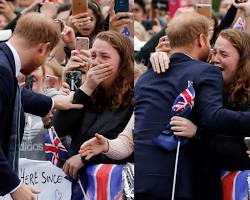 Prince Harry meeting with people on a royal tour