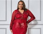 Image of Plus size red sequin maxi dress