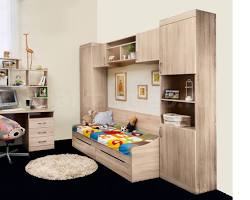 Изображение: детская комната для девочки с мебелью из дуба сонома