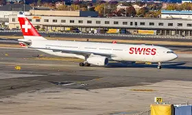 Huge Swiss Air jet nearly collides with four other planes on JFK runway after being cleared for takeoff - a da