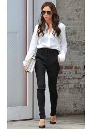 Image result for girl ponytail black pants white blouse