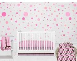 Image of Stripes or polka dots in blush and gray nursery wallpaper