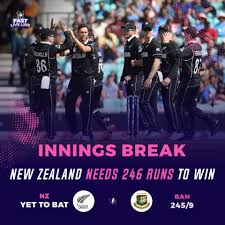 NZ vs BAN: बांग्लादेश ने न्यूजीलैंड को 246 रन का दिया लक्ष्य.................बांग्लादेश के शीर्षक्रम ने किया निराश