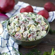 Dill Potato Salad with Mustard Buttermilk Dressing - Bowl of Delicious