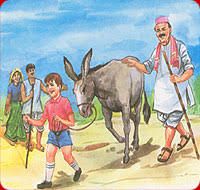 Hasil gambar untuk gambar anak dan ayah membawa keledai