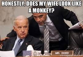 honestly, does my wife look like a monkey? - Obama Biden Concerned ... via Relatably.com