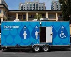 Lava Mae Mobile Shower Bus in San Francisco for people who are suffering without a home. Homeless services in California.