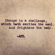 Change is a challenge, which both excites the soul, and frightens ... via Relatably.com