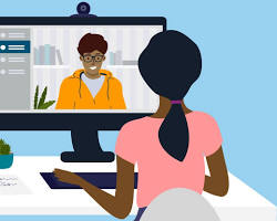 Image of Video call interview with two people on screen