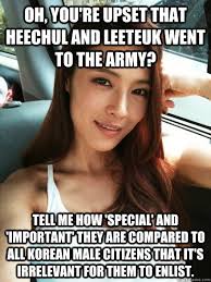 Oh, you&#39;re upset that Heechul and Leeteuk went to the army? Tell ... via Relatably.com