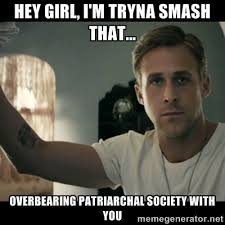 Hey girl, I&#39;m tryna smash that... overbearing patriarchal society ... via Relatably.com