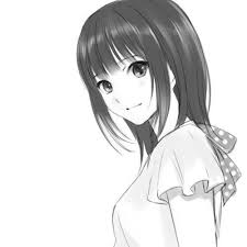 Résultat de recherche d'images pour "fille manga sourire noir et blanc"